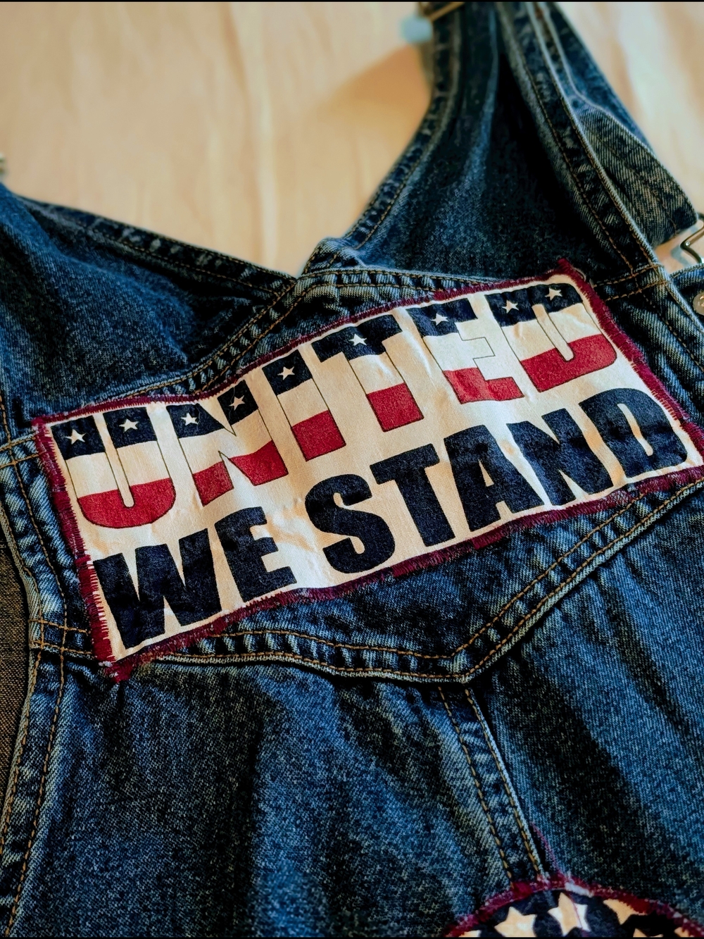 Vintage Route 66 Overalls With Patriotic Patches - Picture 6 of 8